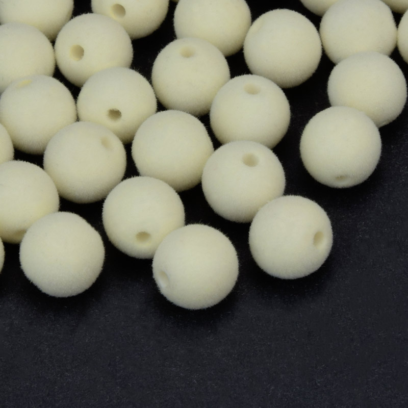 Намистина оксамитова, Кругла, 10 мм, Кремова (BUS-060189)