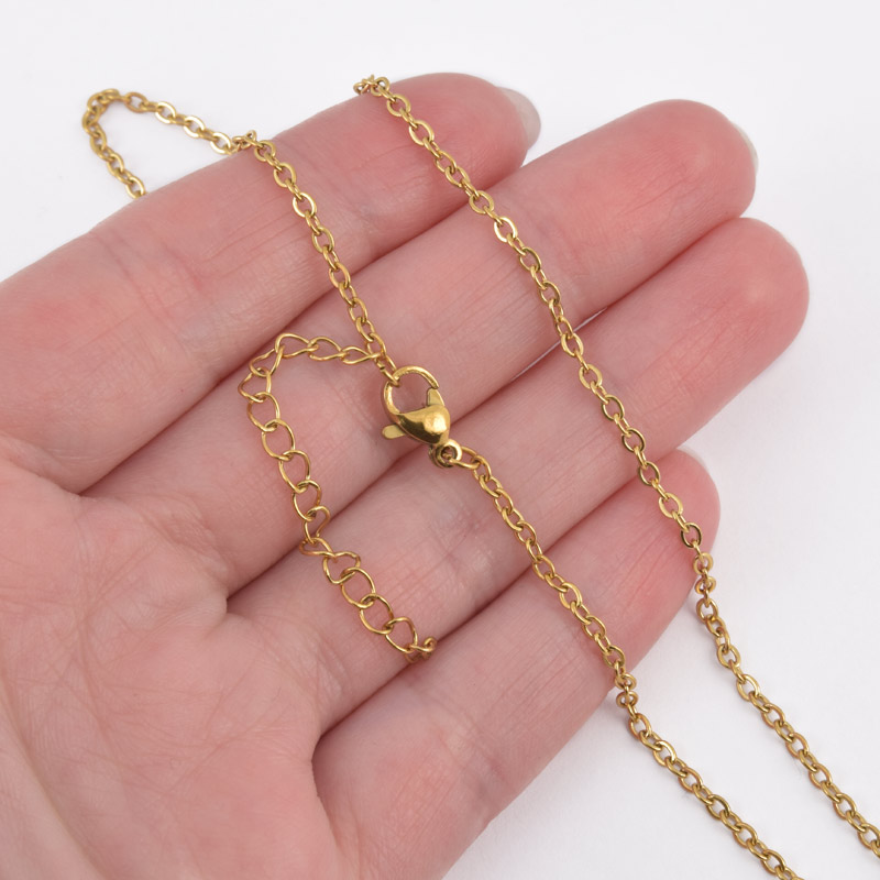 Основа на шию з нерж. ст. з подовжувачем, Золото, 2 мм, 40 см (STL-058320)