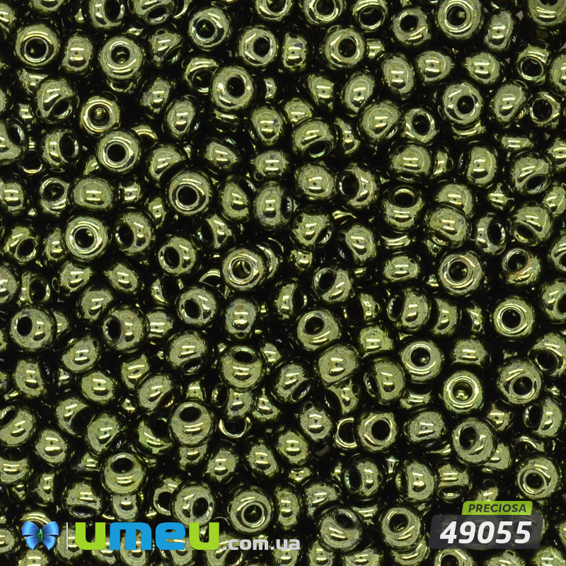 Бісер чеський 6/0, №49055, Хакі, Перламутровий (BIS-044890)