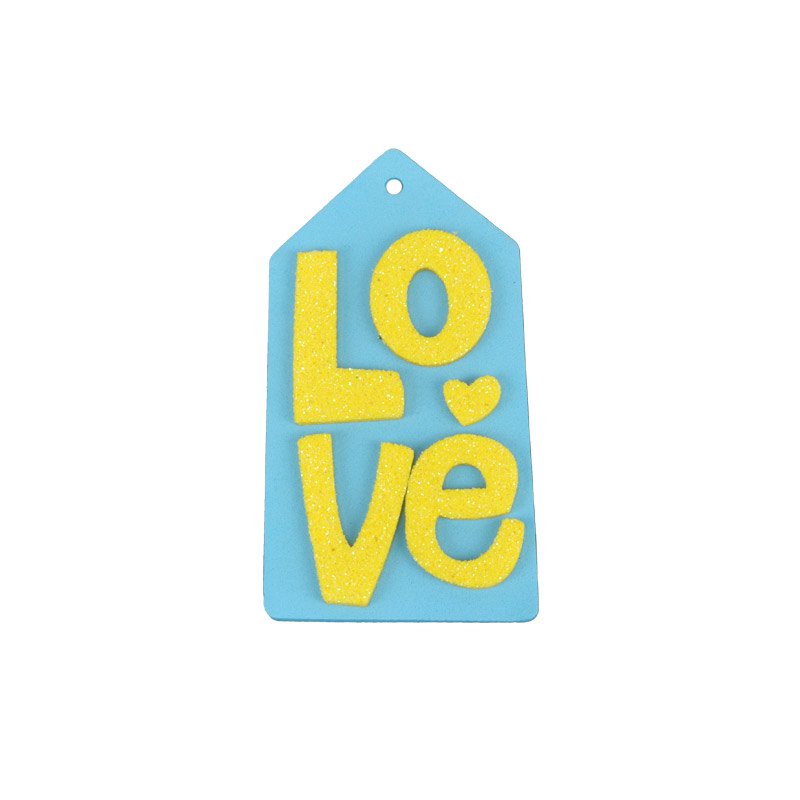 Декоративний виріб із фоамірана Бирка Love, 8х4 см, Блакитна (FOM-061240)