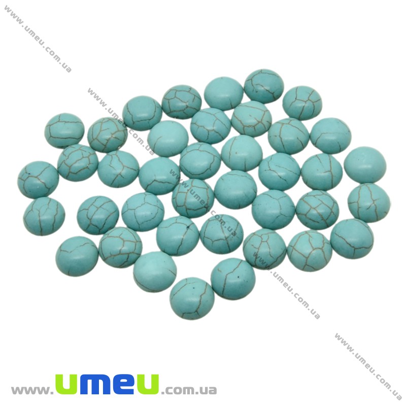 Кабошон нат. камінь Бірюза (син.), Круглий, 8 мм (KAB-026009)