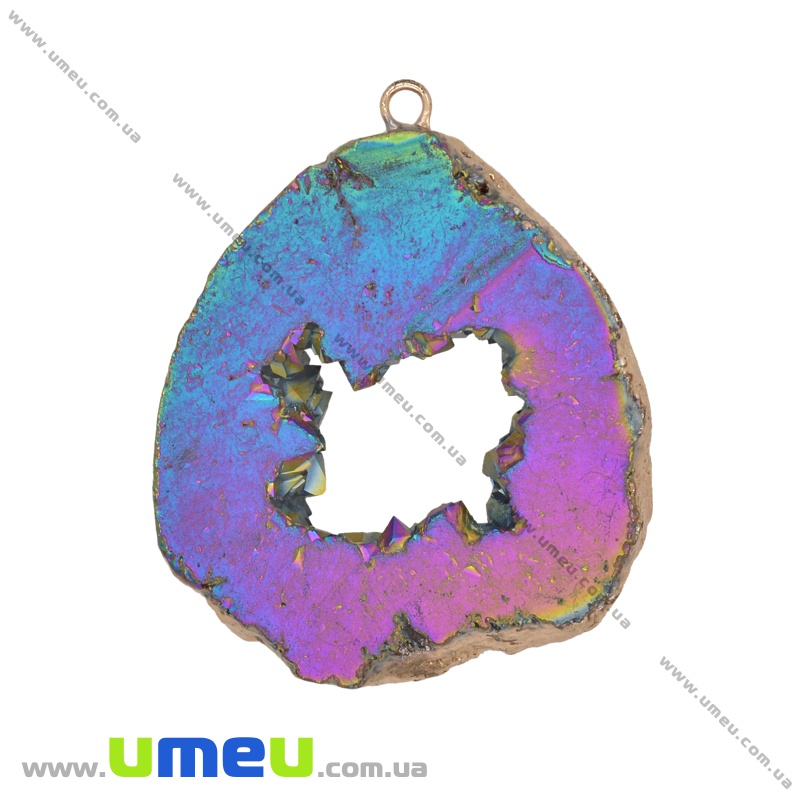 Подвеска из натурального камня, Друза агата, Ирис, 58х48 мм (POD-033881)