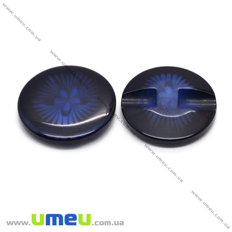 Гудзик пластиковий на полуніжці Круглий, 22 мм, синій (PUG-012920)