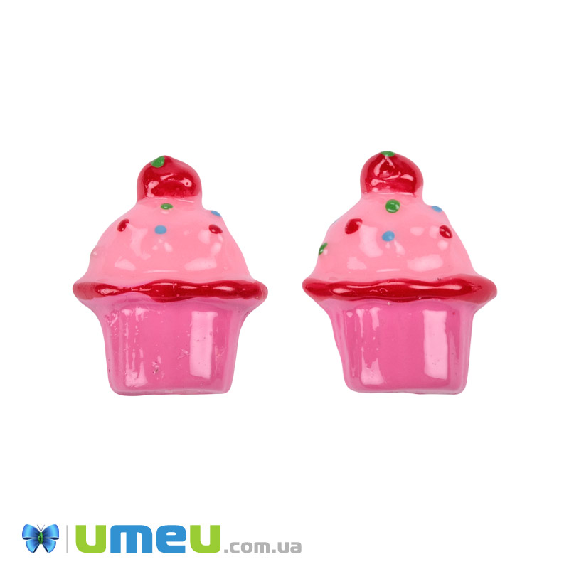 Кабошон з полімерної глини, Тістечко, 20х16 мм, Рожевий (DIF-050816)