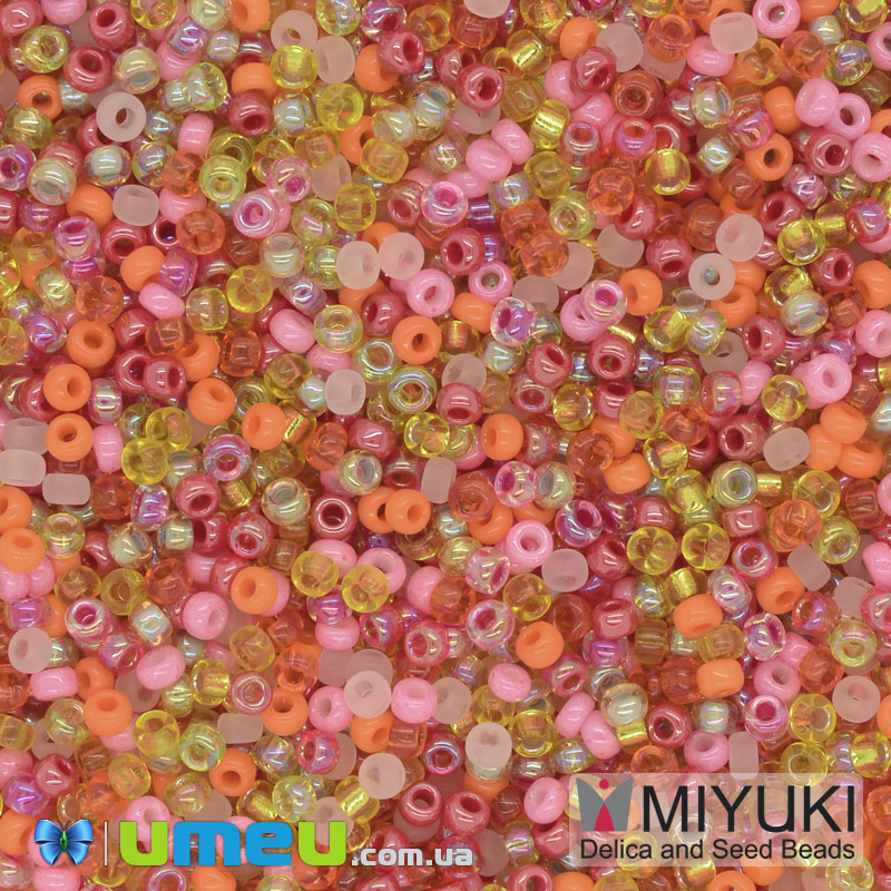 Бісер японський Miyuki круглий RR 11/0 №MIX19, Мікс червоно-помаранчевий (BIS-040545)