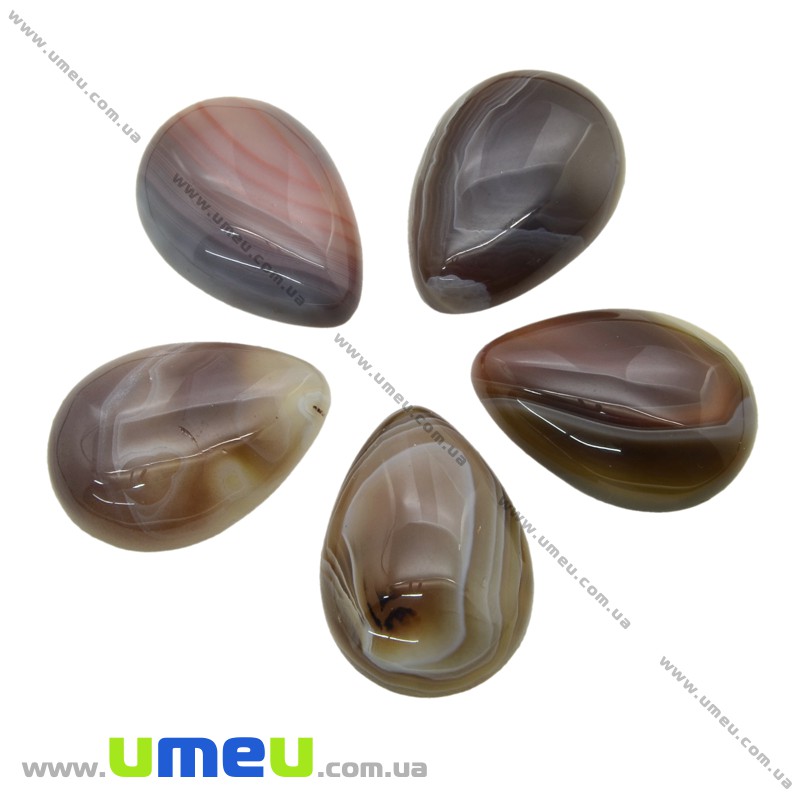 Кабошон нат. камень Агат Ботсвана, Капля, 25х18 мм (KAB-033109)