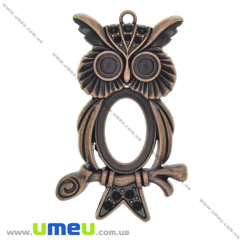 Основа овальна Сова, 67х42 мм, 25х18 мм, Мідь (OSN-037144)