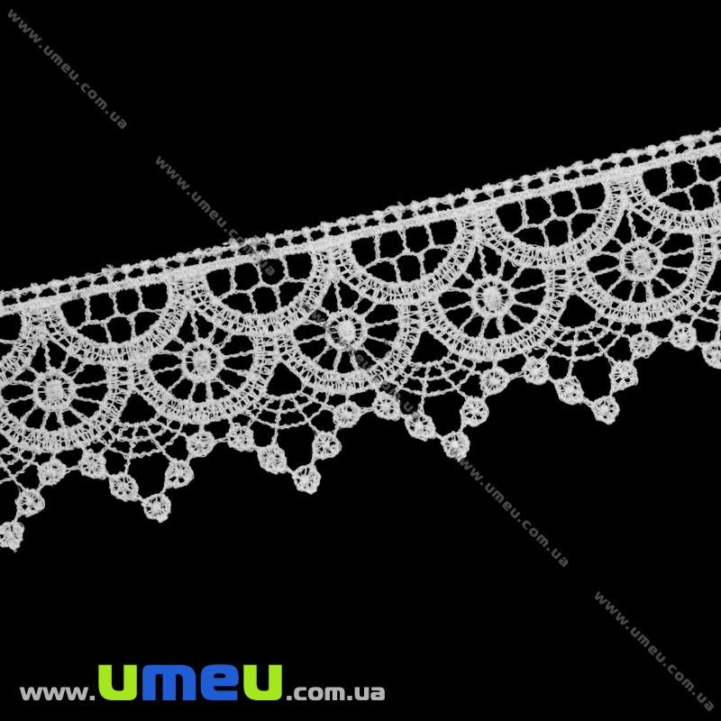 Мереживо плетене, 45 мм, Біле (LEN-011896)