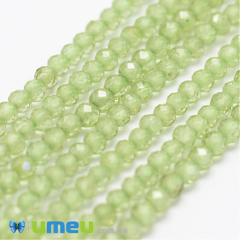 Бусины Кварц зеленый, Натур. камень, 2 мм, Круглые граненые (BUS-040875)
