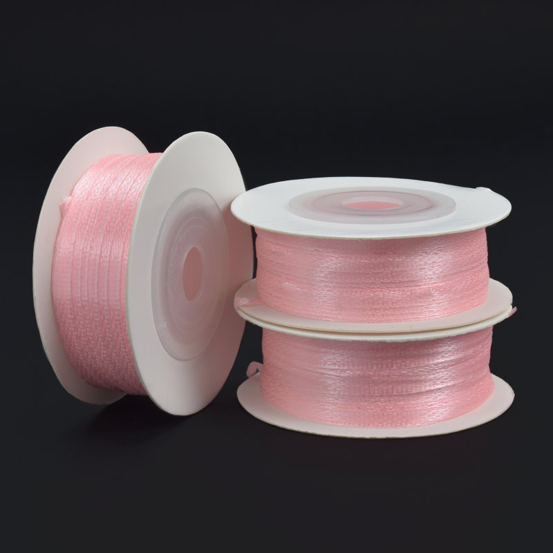 Атласная лента двухсторонняя, 3 мм, Розовая (LEN-061043)