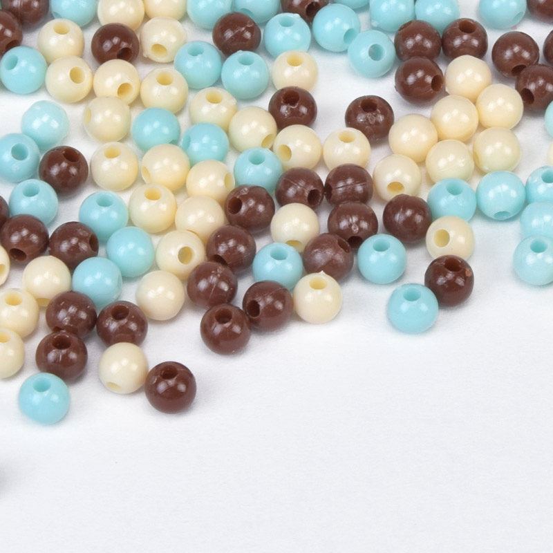 Намистини пластикові Круглі, 4 мм, Мікс різнокольоровий (BUS-059674)