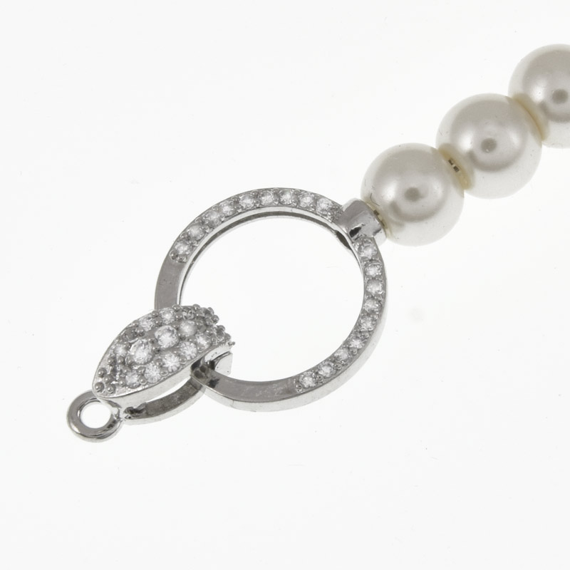 Застібка, 22х14 мм, Латунь з покриттям Родій, Куб. цирконій (ZAM-060840)