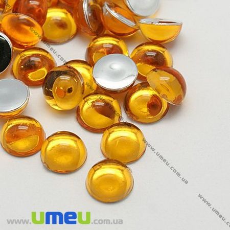 Кабошон пластиковий, Круглий, 14 мм, Помаранчевий (KAB-009554)