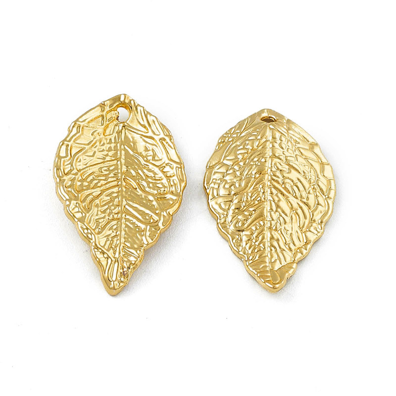 Підвіска метал. Листок, Стійке покриття, 25,5х15 мм, Світле золото (POD-053525)
