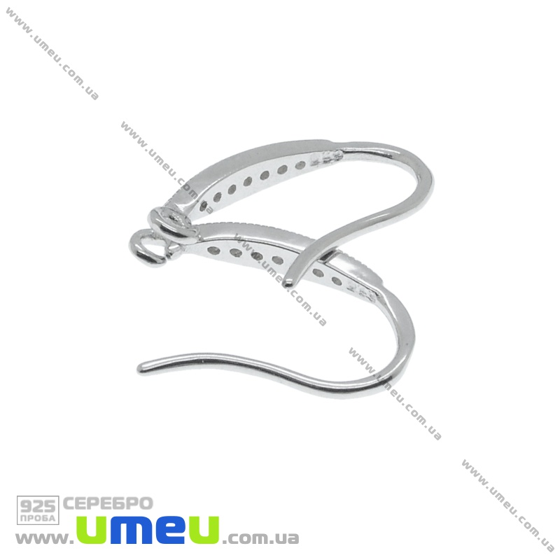 Швензи Срібло (925 проба) Колір платини, стрази цирконій, 18х13 мм (SER-036477)