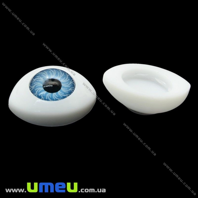 Очки клейові для ляльок, 19х14 мм, Блакитні (DIF-023232)