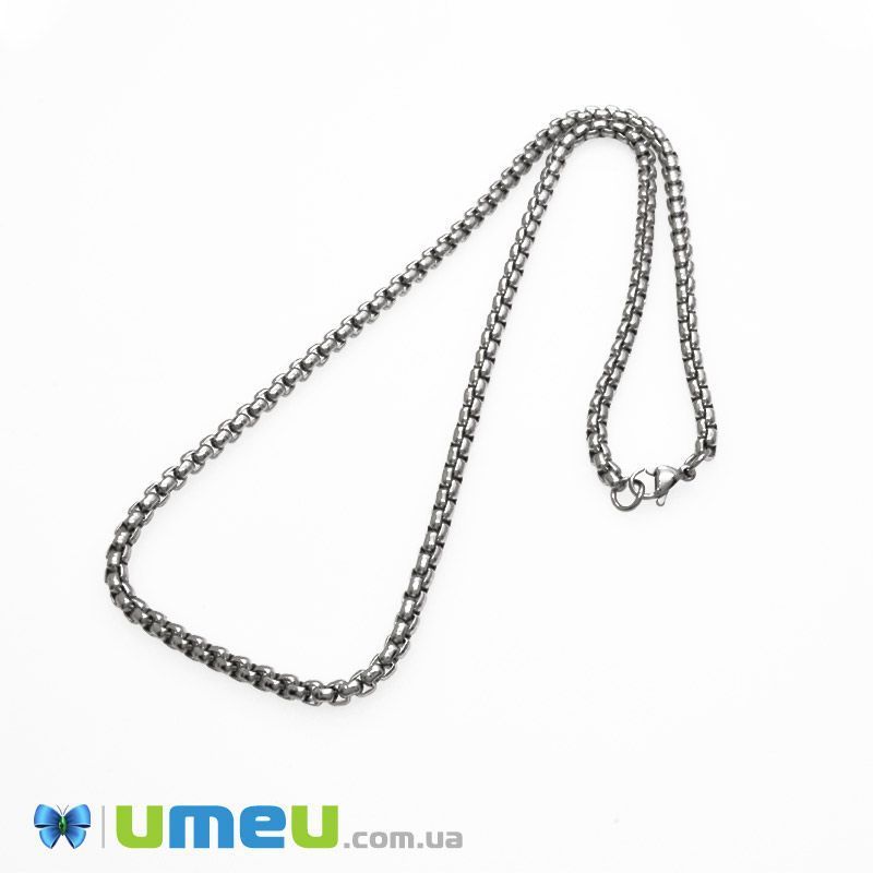 Основа на шию з нерж. ст., Темне срібло, 4 мм, 50 см (STL-049635)