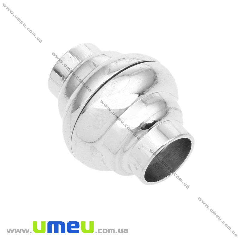 Замок магнітний для вклеювання шнура, Темне срібло, 16х14 мм (ZAM-020085)