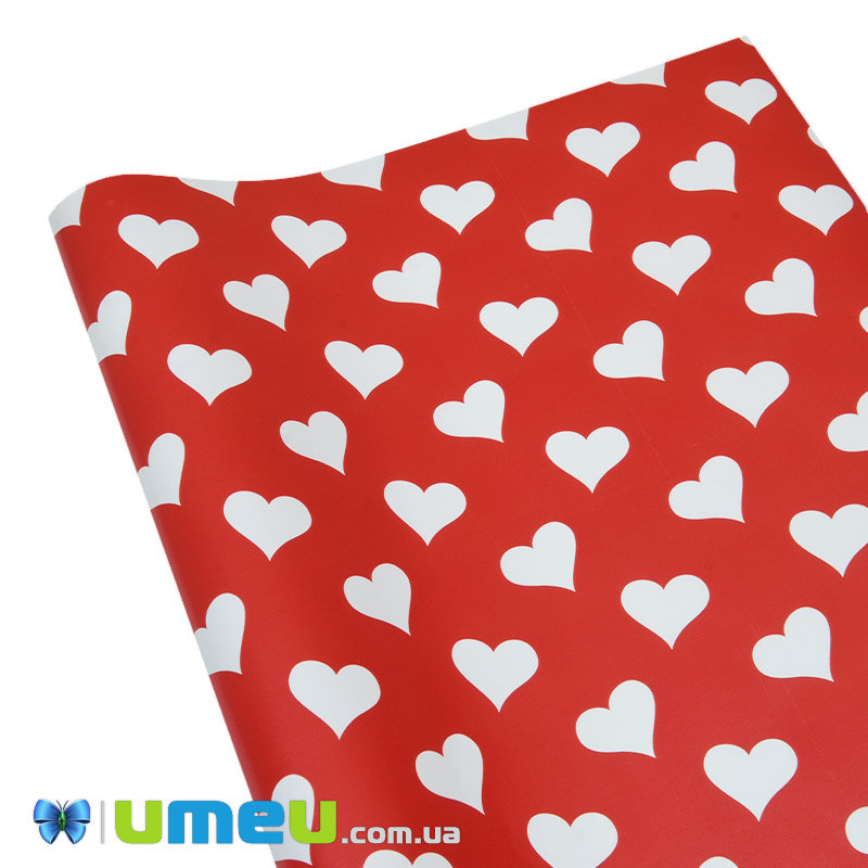Пакувальний папір Серця, Червоний, 70х100 см (UPK-043268)