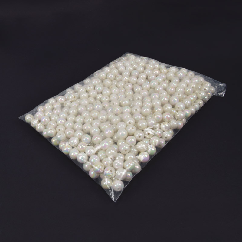 Намистини для сумок ОПТ, Пластикові райдужні, Круглі, 12 мм, Молочні (BUS-060797)