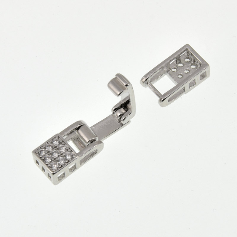 Застёжка, 27х6,5 мм, Латунь с покрытием Родий, Куб. цирконий (ZAM-060832)