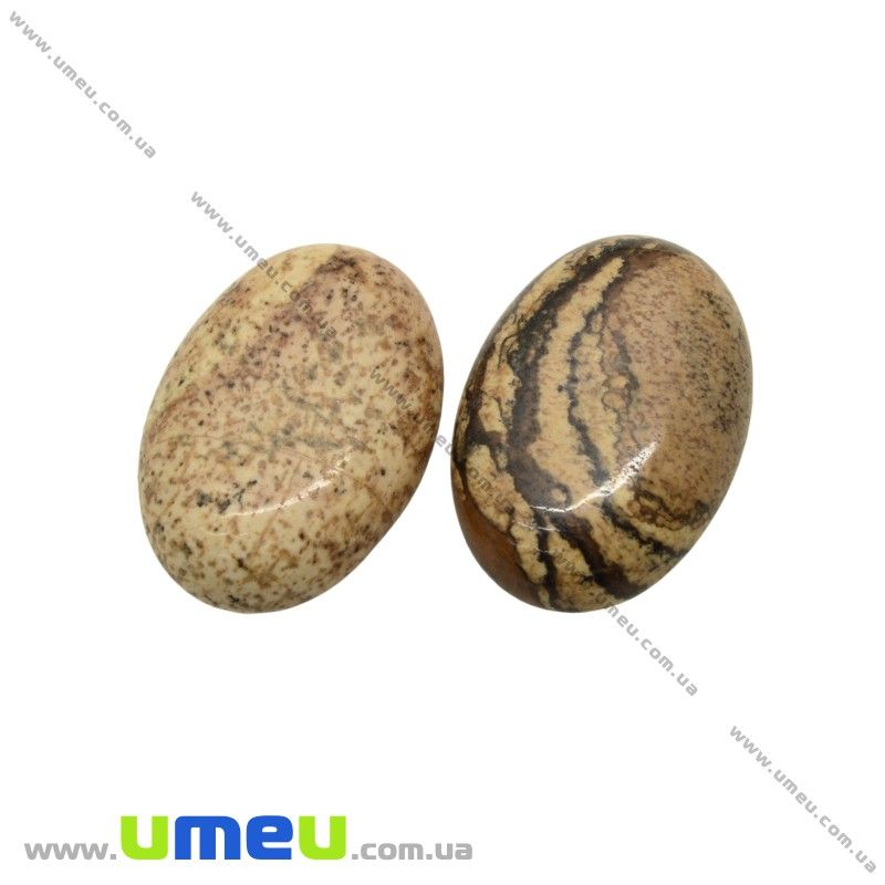 Кабошон нат. камінь Яшма пейзажна, Овал, 25х18 мм (KAB-025939)