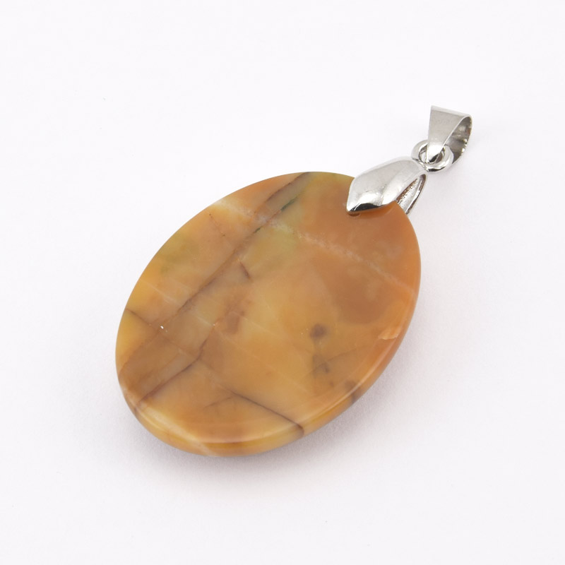 Підвіска Овал, Натур. камінь Агат мереживний, 30х22 мм (POD-058743)