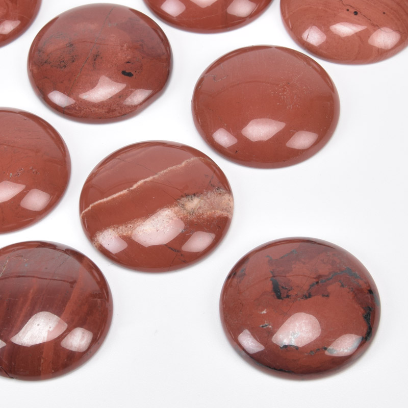 Кабошон нат. камінь Яшма червона, Круглий, 25 мм (KAB-012680)