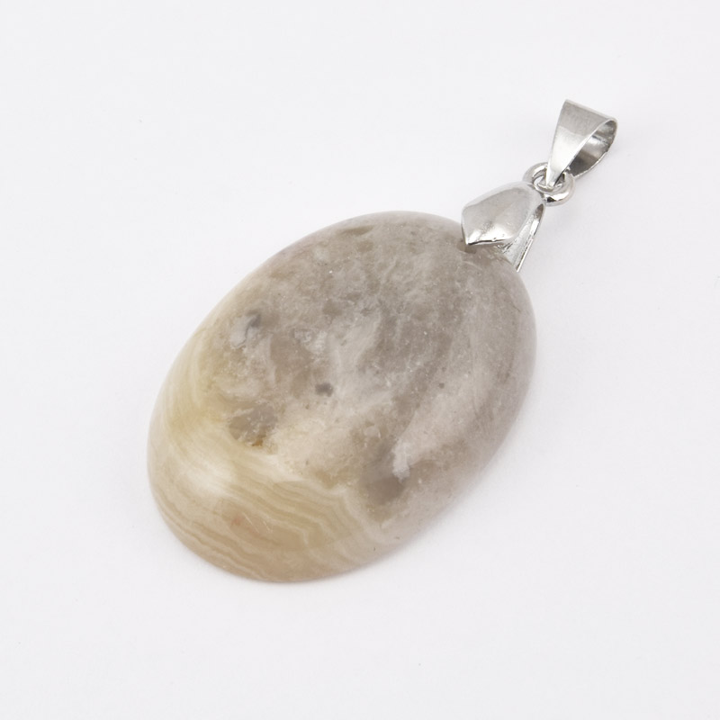 Підвіска Овал, Натур. камінь Агат мереживний, 30х22 мм (POD-058741)