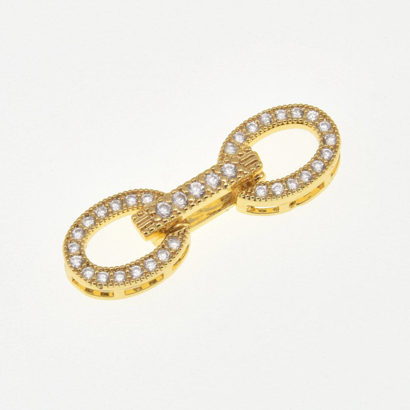 Застібка, 27х8,5 мм, Латунь з покриттям 18 kt, Куб. цирконій (ZAM-060829)