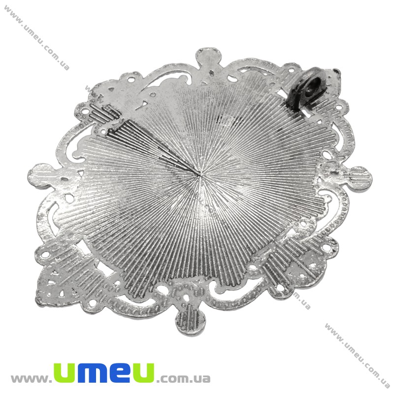 Основа овальная ажурная, 68х53 мм, 40х30 мм, Античное серебро (OSN-002678)