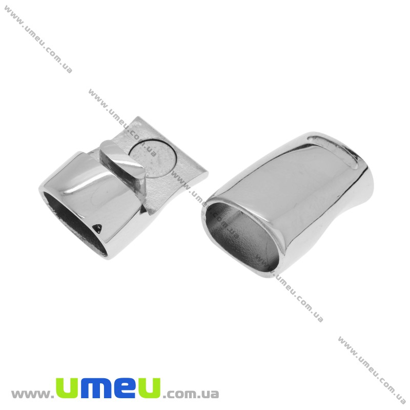 Замок магнитный из нерж. стали для вклеивания шнура, Темное серебро, 26х13х9 мм (STL-025880)
