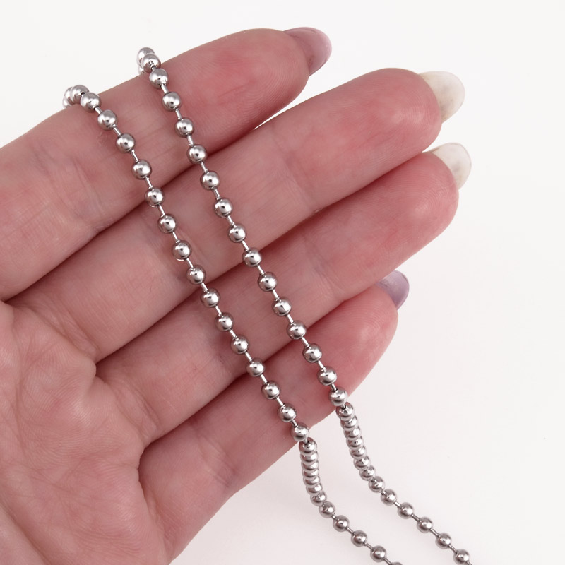 Ланцюг з кульками 3 мм з нержавіючої сталі, Темне срібло (ZEP-046961)