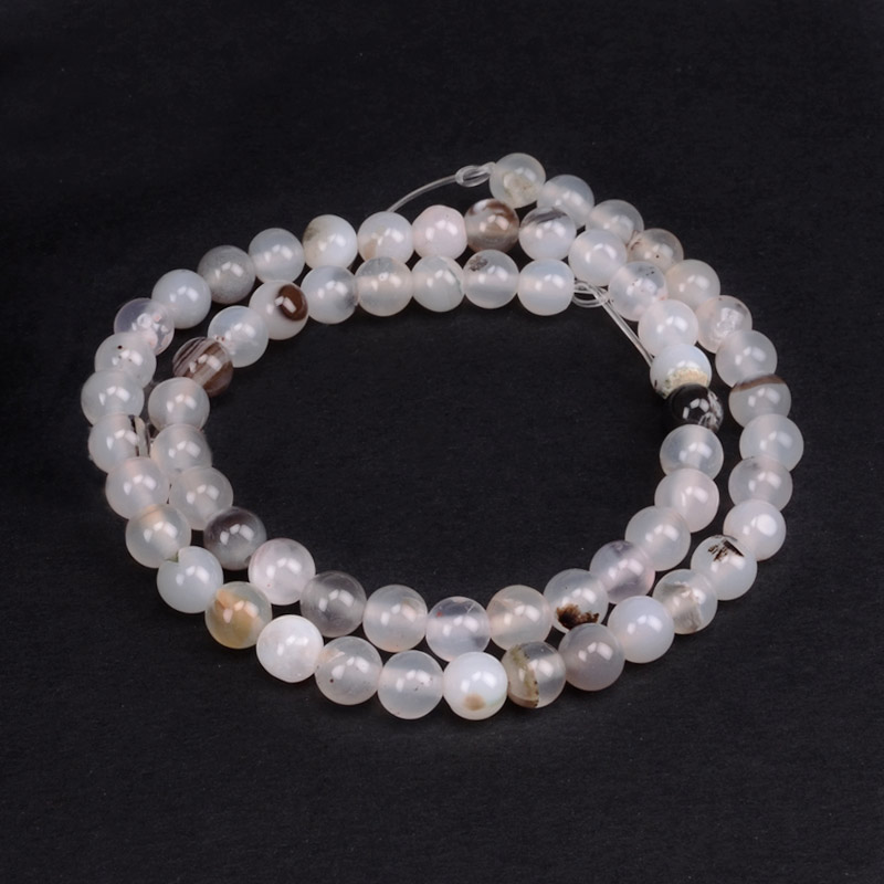 Бусины Агат белый, Натур. камень, 6 мм, Круглые (BUS-051711)