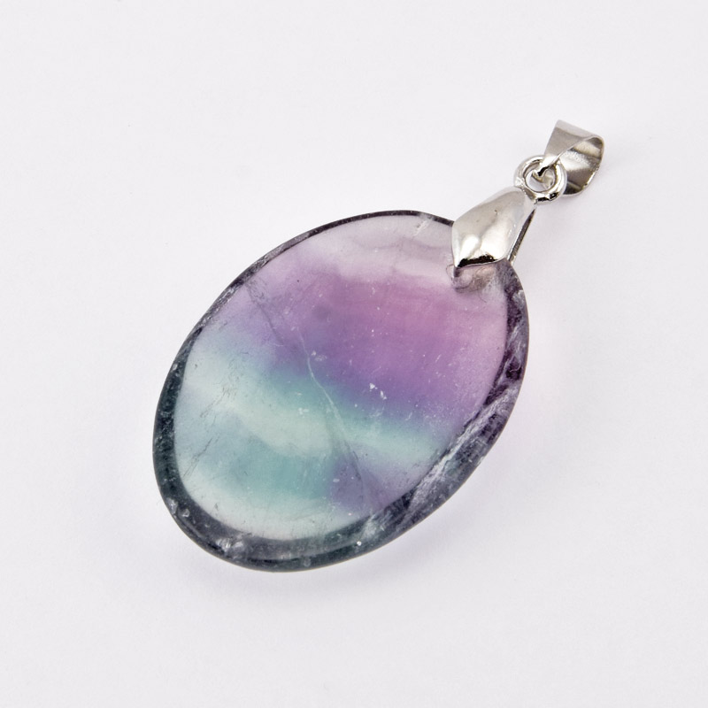 Підвіска Овал, Натур. камінь Флюорит, 30х22 мм (POD-058707)