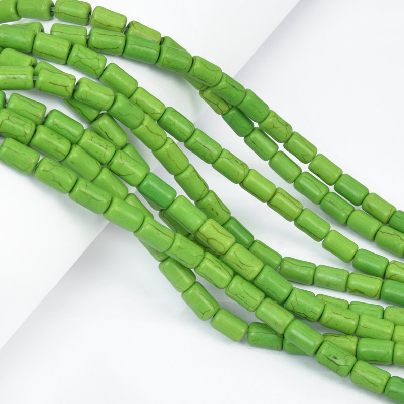 Намистини Бірюза пофарбована, Синт. камінь, 9х5 мм, Циліндр (BUS-057552)