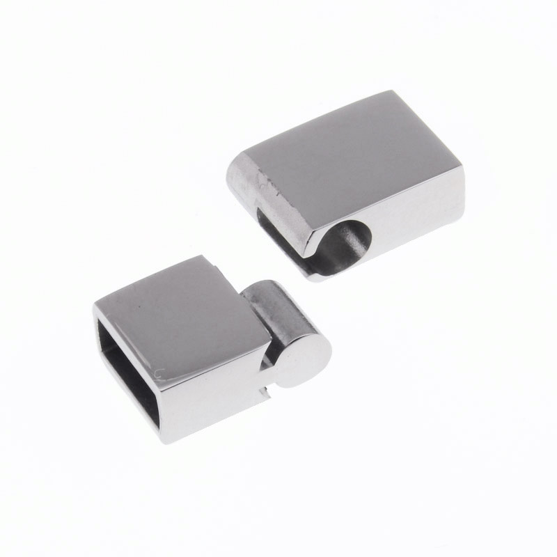 Замок магнітний з нерж. сталі для вклеювання шнура, 20х10 мм, Темне срібло (STL-055639)