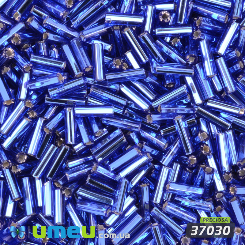 Бісер чеський Стеклярус 3, №37030, Синій блискучий, 7 мм (BIS-050528)