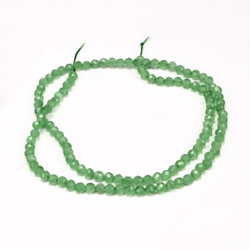 Бусины Кошачий глаз, Синт. камень, 3 мм, Зеленые, Круглые граненые (BUS-054299)