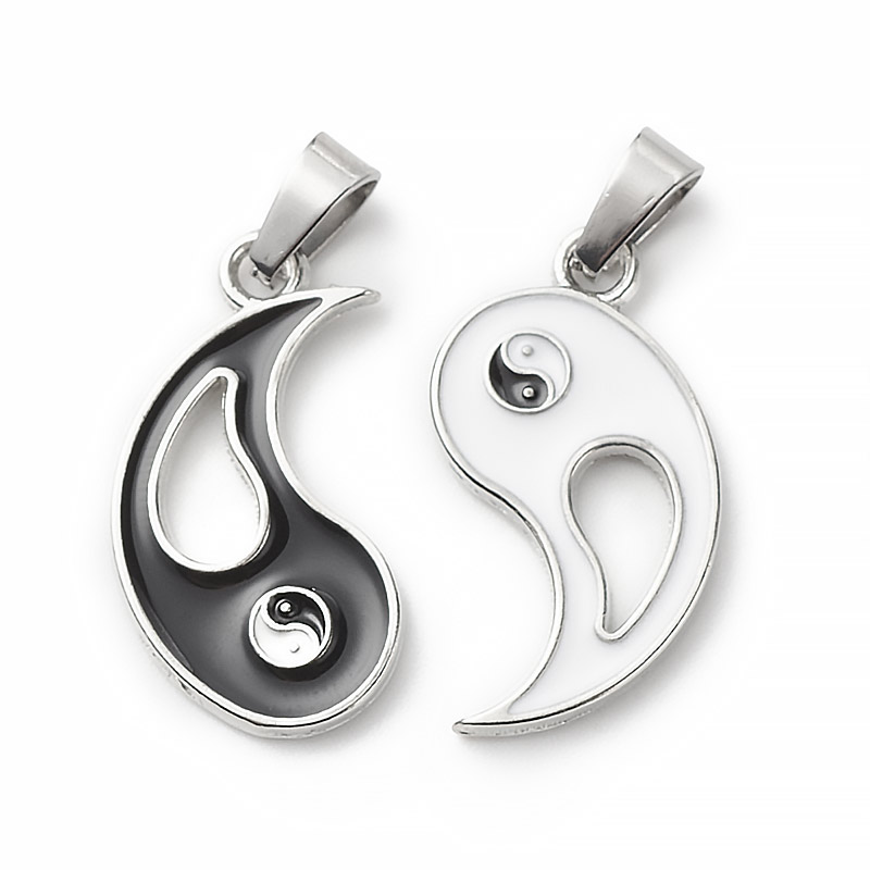 Підвіска метал. із двох половинок Інь Янь, 29х25 мм, Темне срібло (POD-053730)