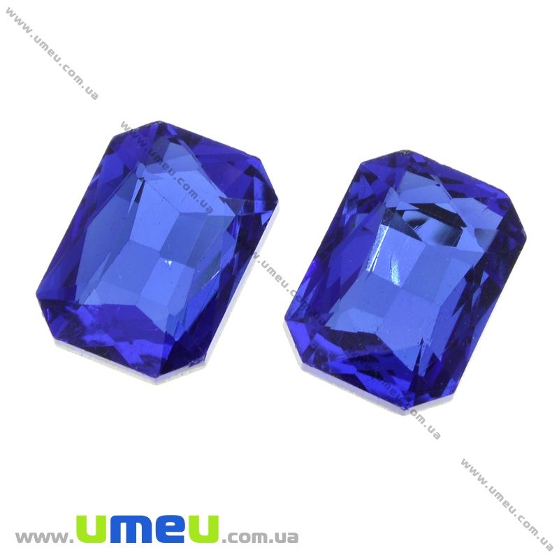 Ріволі скляний, Прямокутний гранований, 18х13 мм, Синій (KAB-021968)