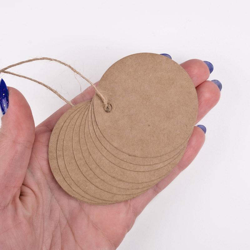 Бірки для подарунків, Кругла, 50 мм, Крафт (UPK-056664)