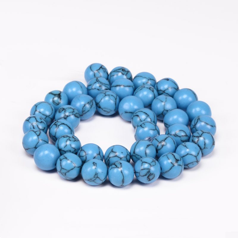 Намистини Бірюза, Синт. камінь, 10 мм, Круглі (BUS-056103)