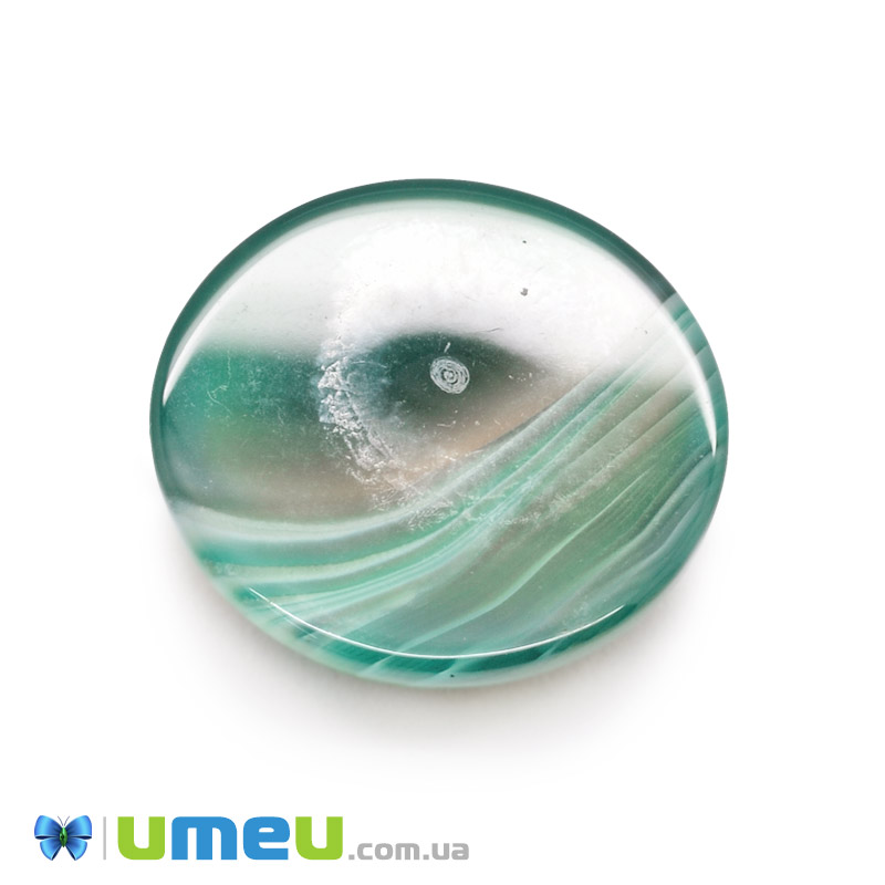 Кабошон нат. камінь Агат зелений, Круглий, 20,2 мм (KAB-049977)