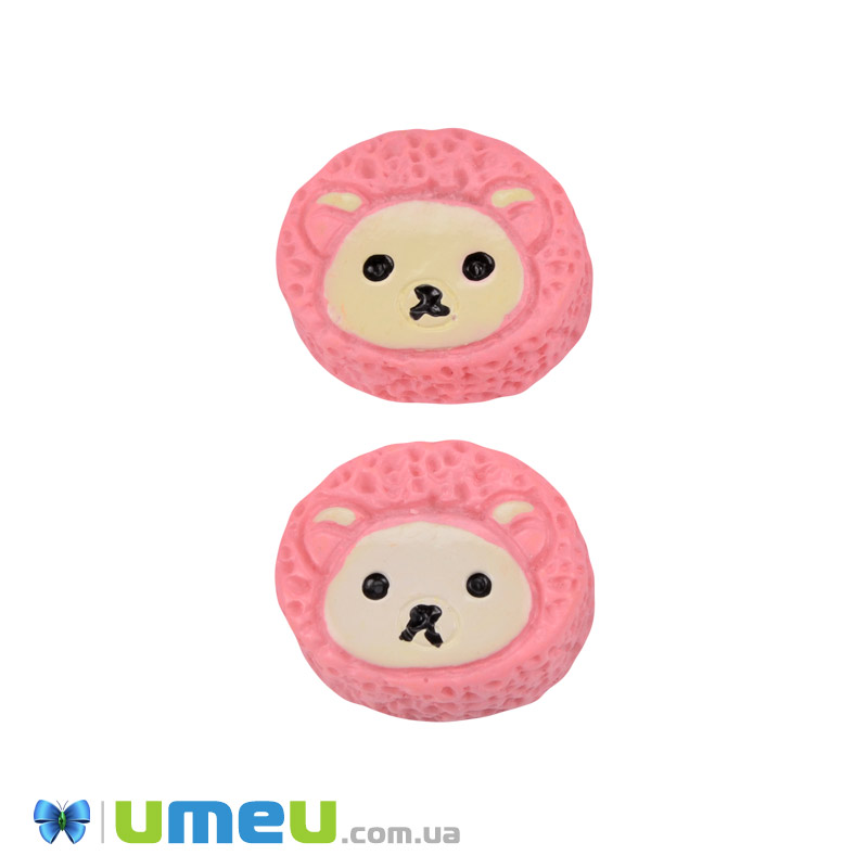 Кабошон із полімерної глини, Тортик, 17х14 мм, Рожевий (DIF-050837)