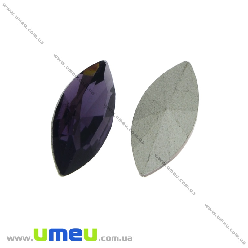 Риволи стеклянный, Лодочка граненая, 15х7 мм, Фиолетовый (KAB-021999)