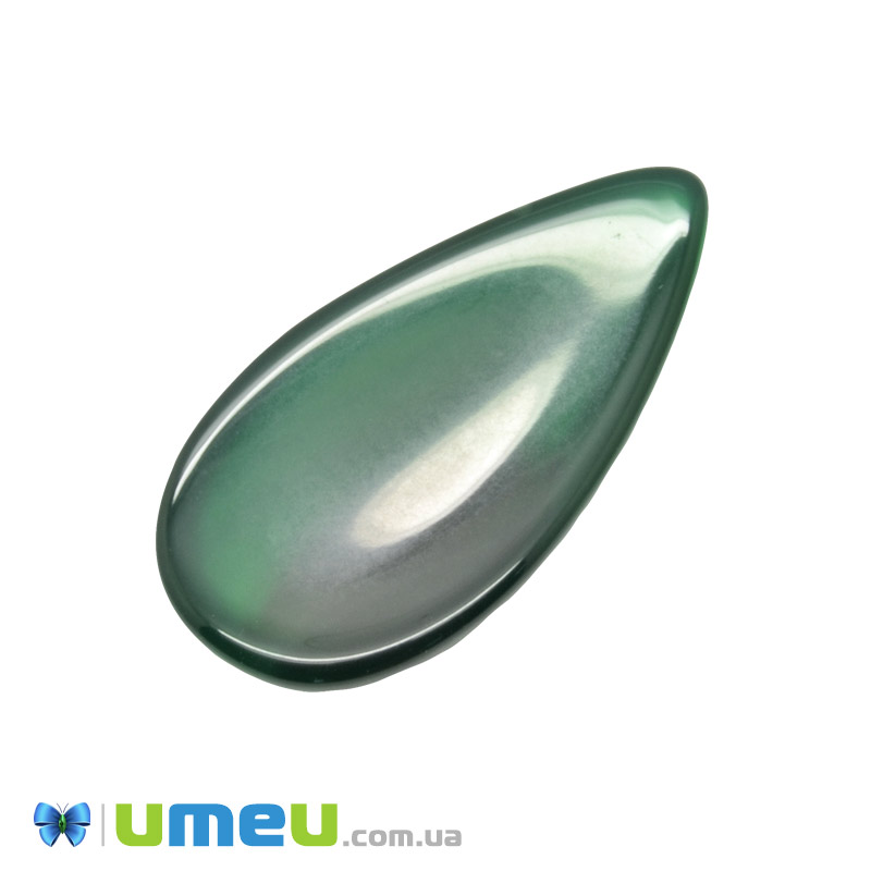Кабошон нат. камінь Агат зелений, Крапля, 29,4 х15,3 мм (KAB-050680)