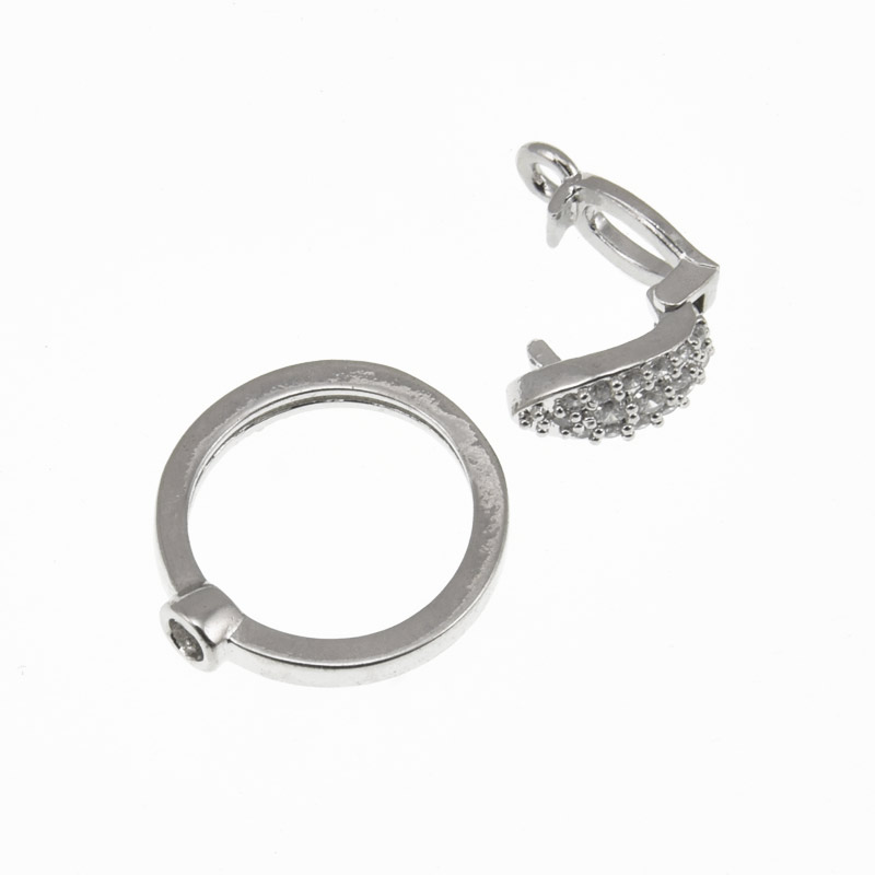 Застёжка, 22х14 мм, Латунь с покрытием Родий, Куб. цирконий (ZAM-060840)