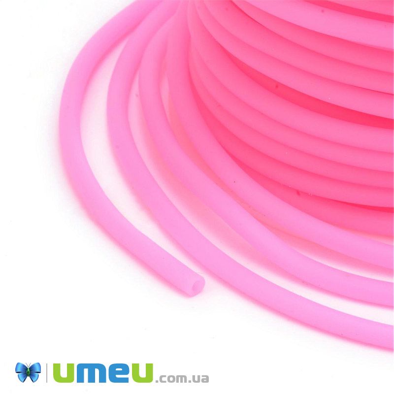 Шнур каучуковый полый, 3 мм, Розовый светлый (LEN-040191)