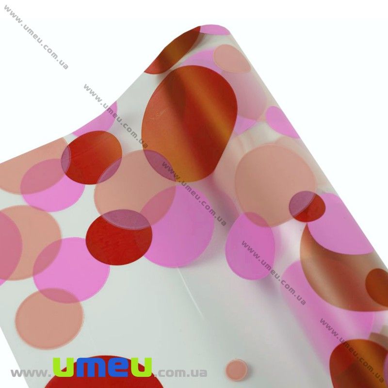 Пакувальна плівка матова Горох, Червоно-малинова, 68х100 см (UPK-030248)